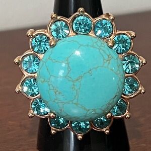 Genuine Howlite dyed rose Gold Size 8 ring